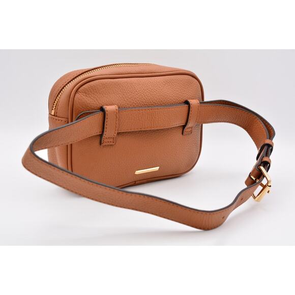 Rebecca Minkoff Belt Bag Desert Tan Pebbled Leather Three Zipper Gold Tone - Picture 4 of 12